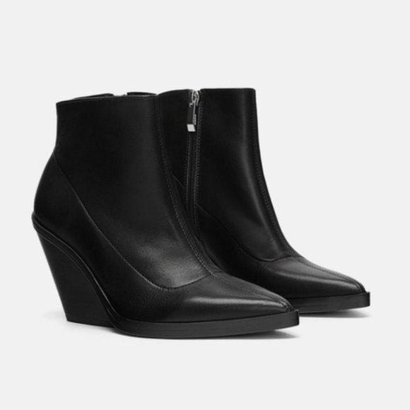 Zara: Leather Wedge Ankle Boot, 9 - Picture 4 of 8